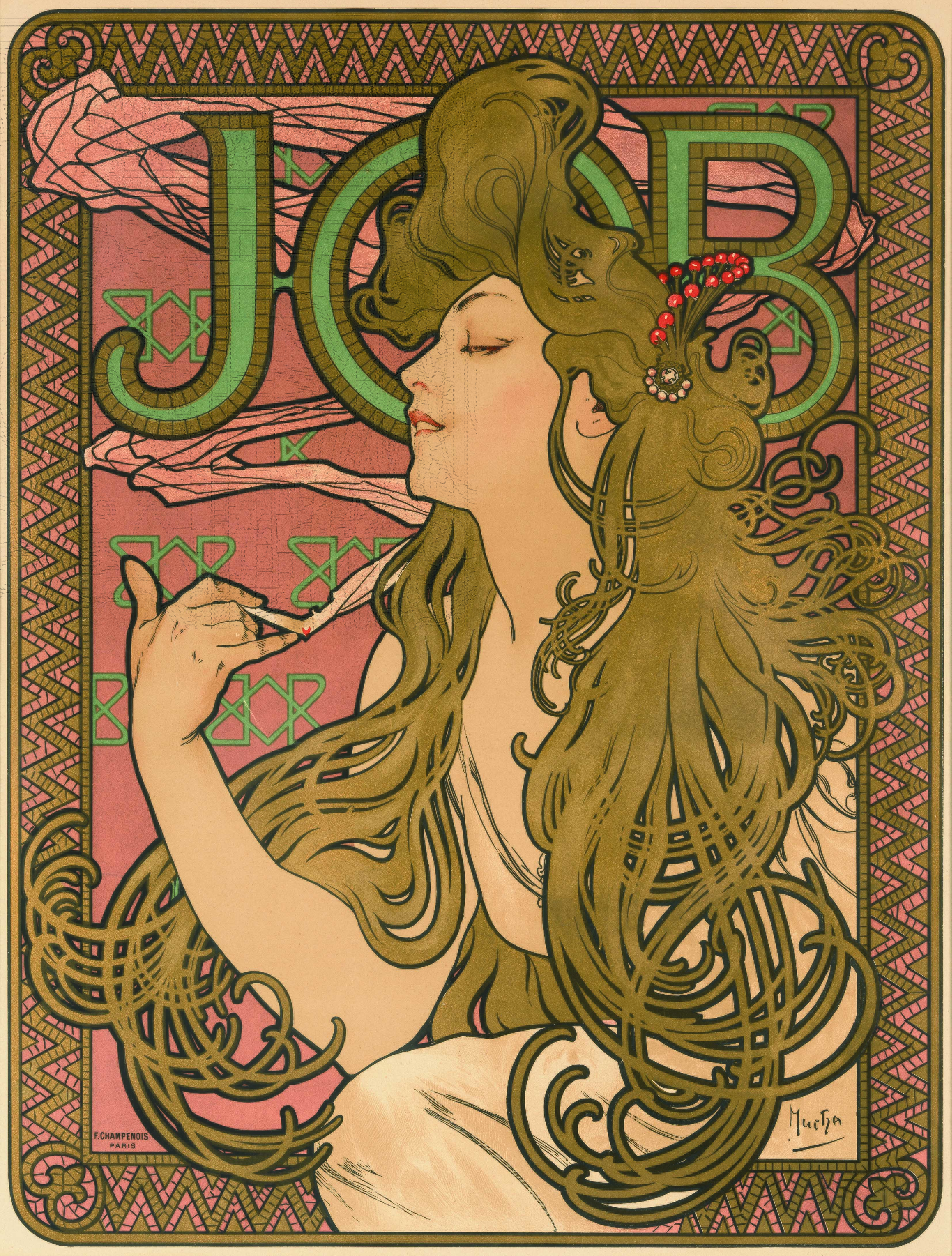 アルフォンス・ミュシャ《ジョブ》1896年、カラーリトブラフ、ミュシャ財団蔵 ©Mucha Trust 2019