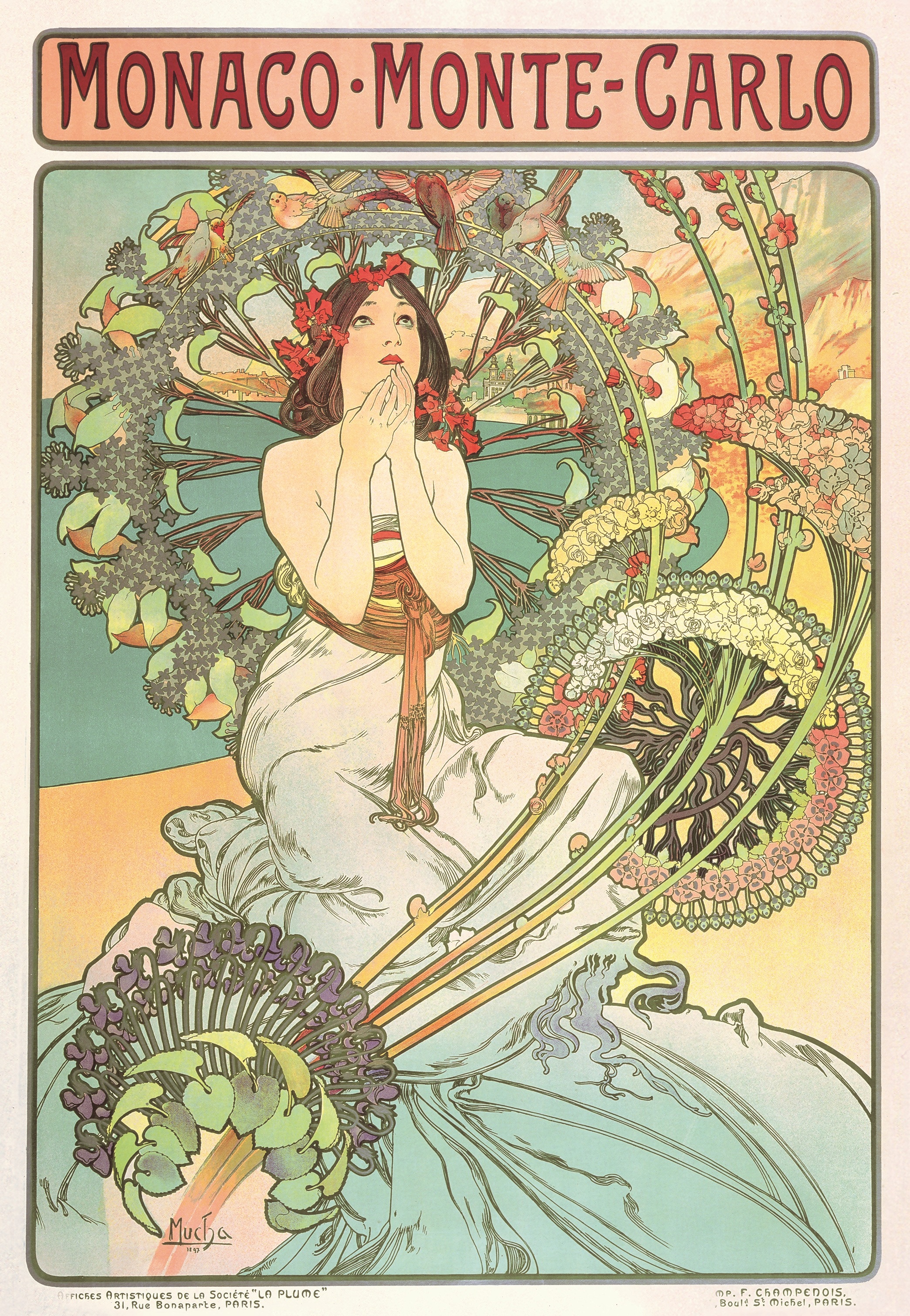 アルフォンス・ミュシャ《モナコ・モンテカルロ》 1897年 カラーリトグラフ ミュシャ財団蔵 ©MuchaTrust 2019