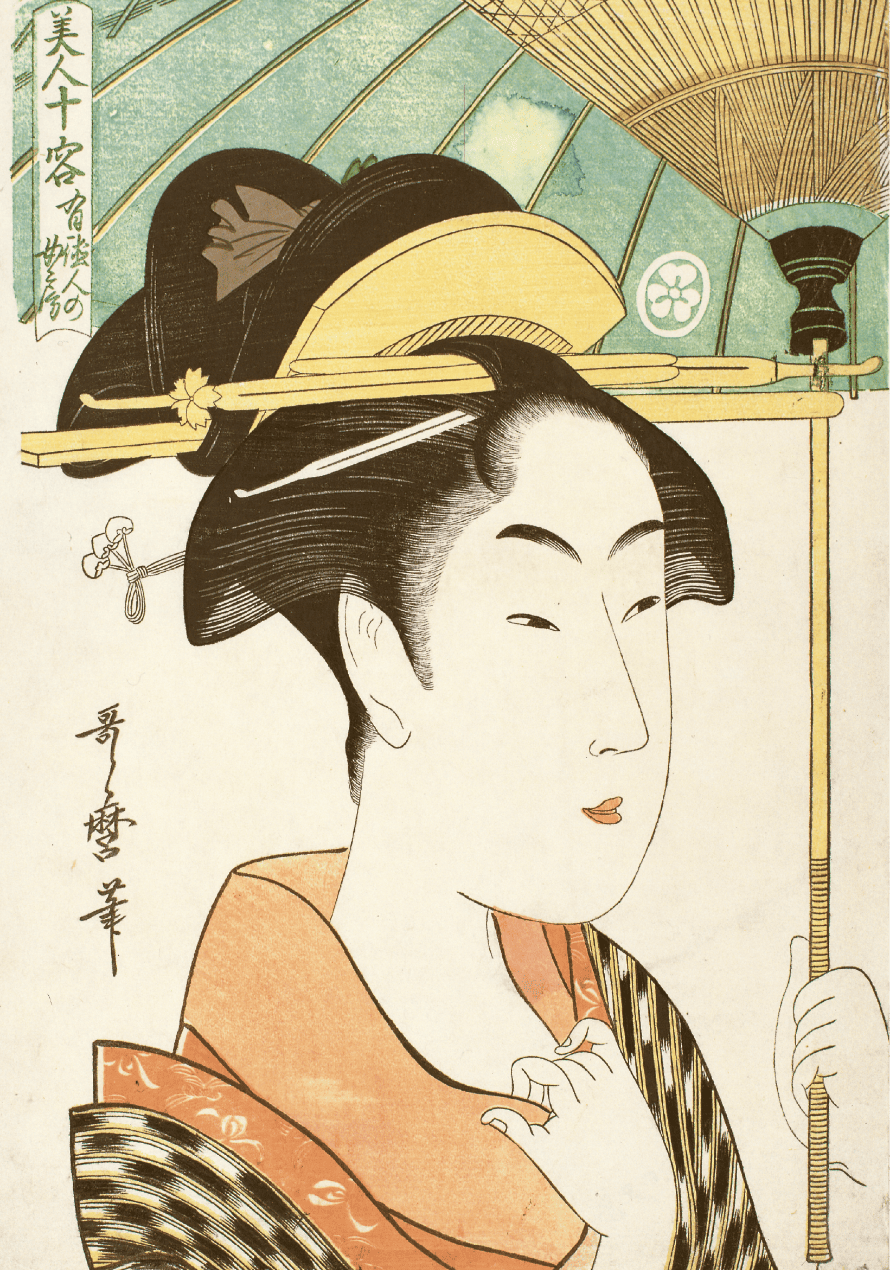 喜多川歌麿《美人十容　有徳人の女房》